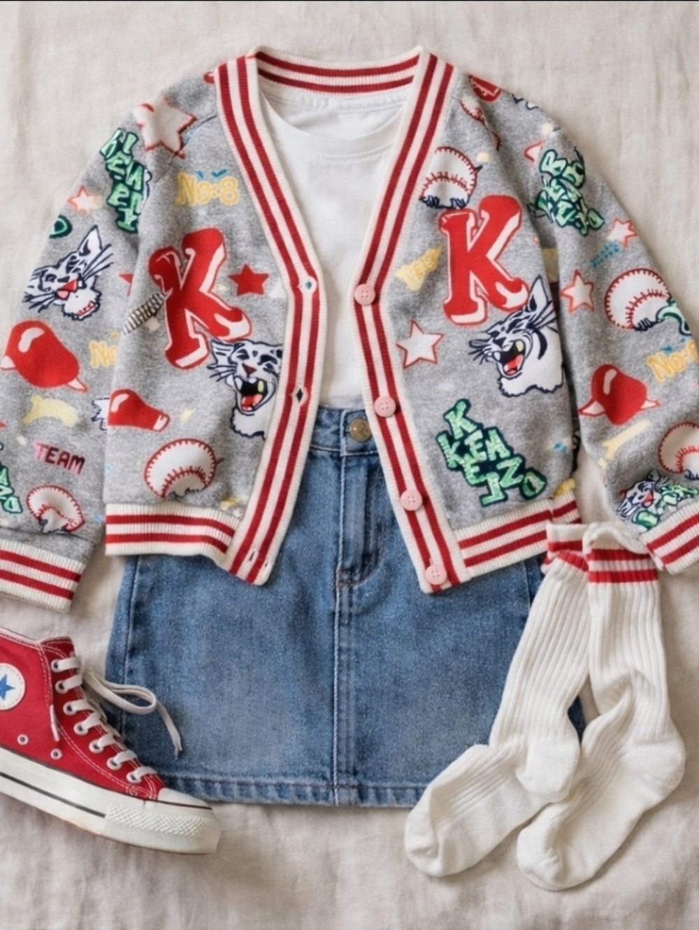 Kenzo Kids Varsity Tiger Cardigan Jacket Size 5 Designer Girls Sweatshirt Jacket